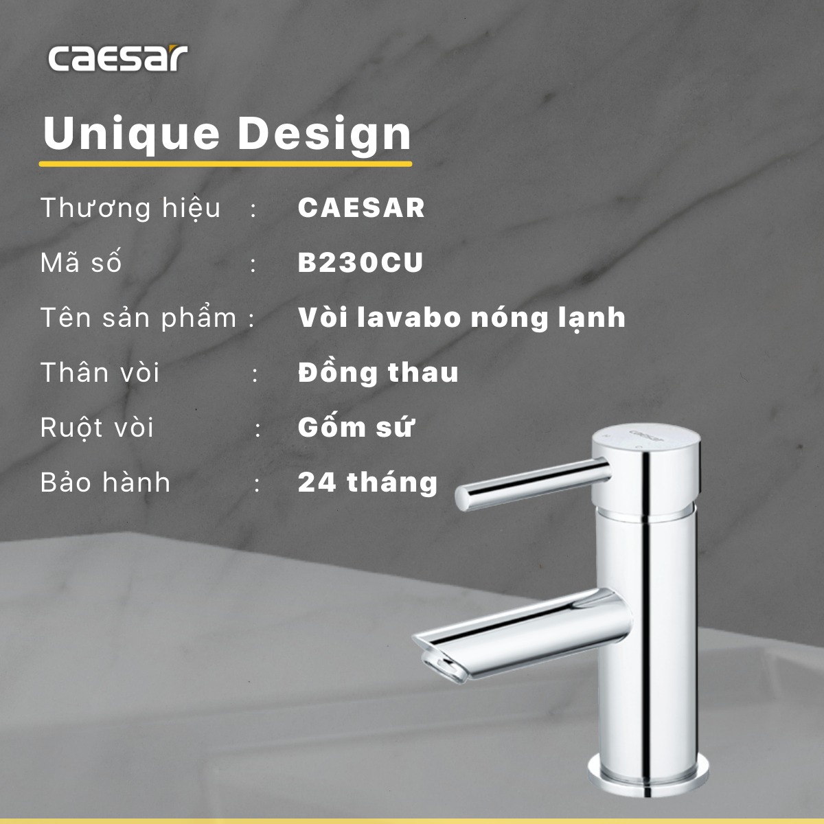Vòi chậu lavabo nóng lạnh Caesar B230CU - 9
