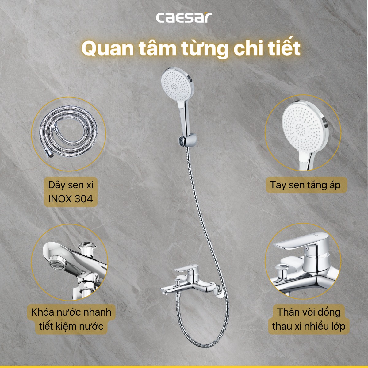 Bộ vòi sen tắm nóng lạnh Caesar S733C - 20