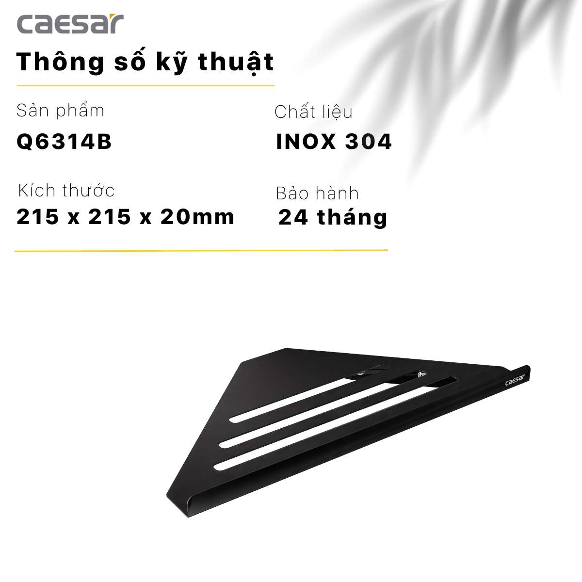 Kệ góc inox màu đen Caesar Q6314B - 16