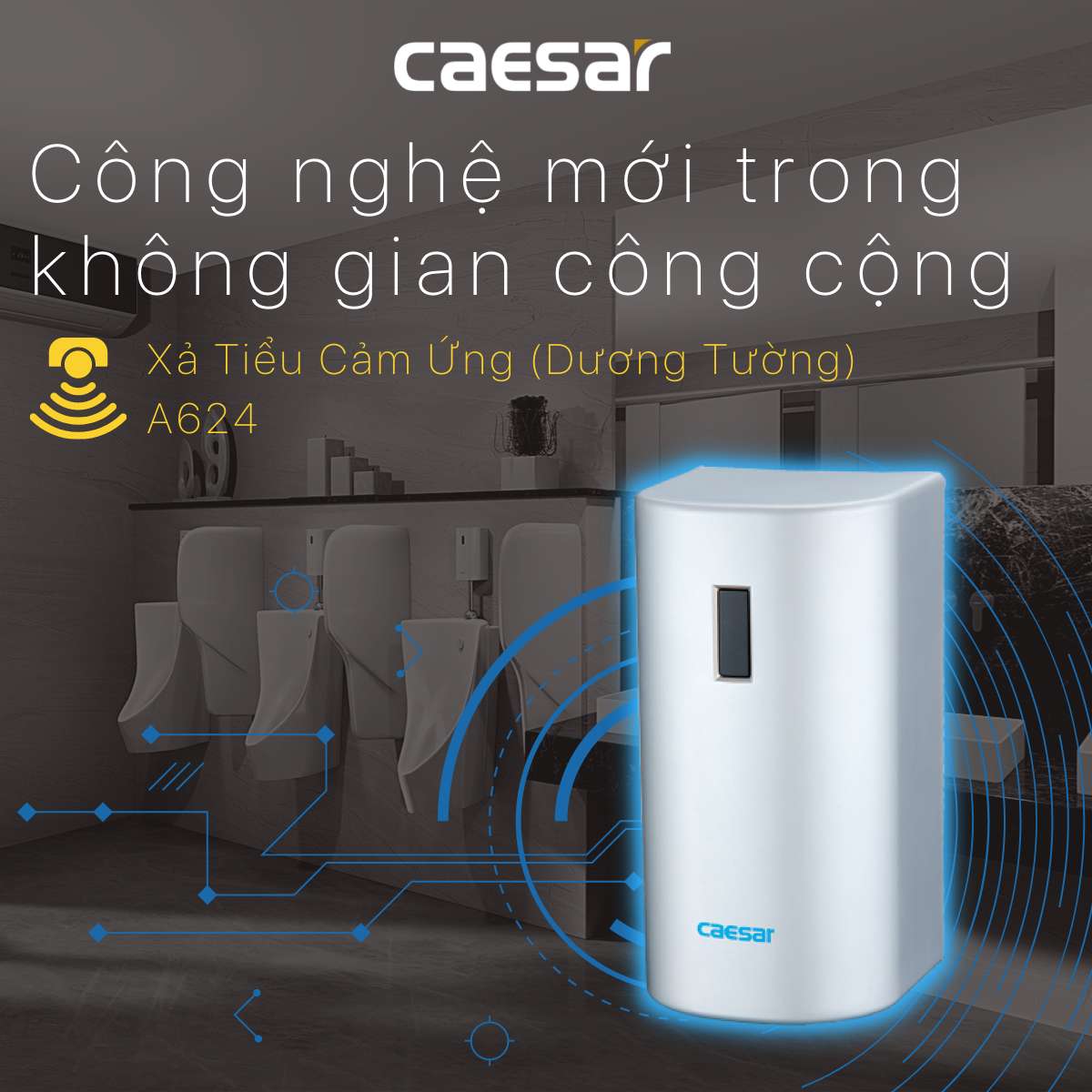 Van xả cảm ứng bồn tiểu nam Caesar A624 - 2