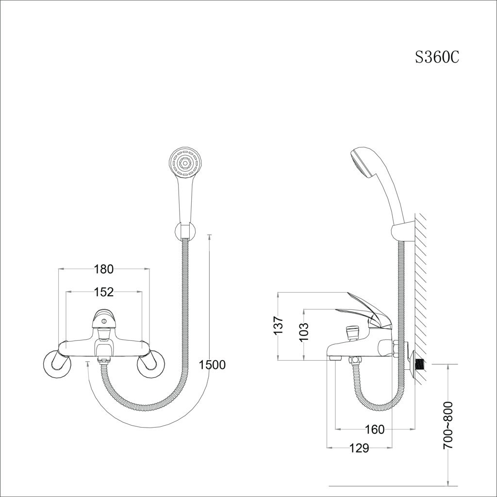 Bộ vòi sen tắm nóng lạnh Caesar S360C - 22