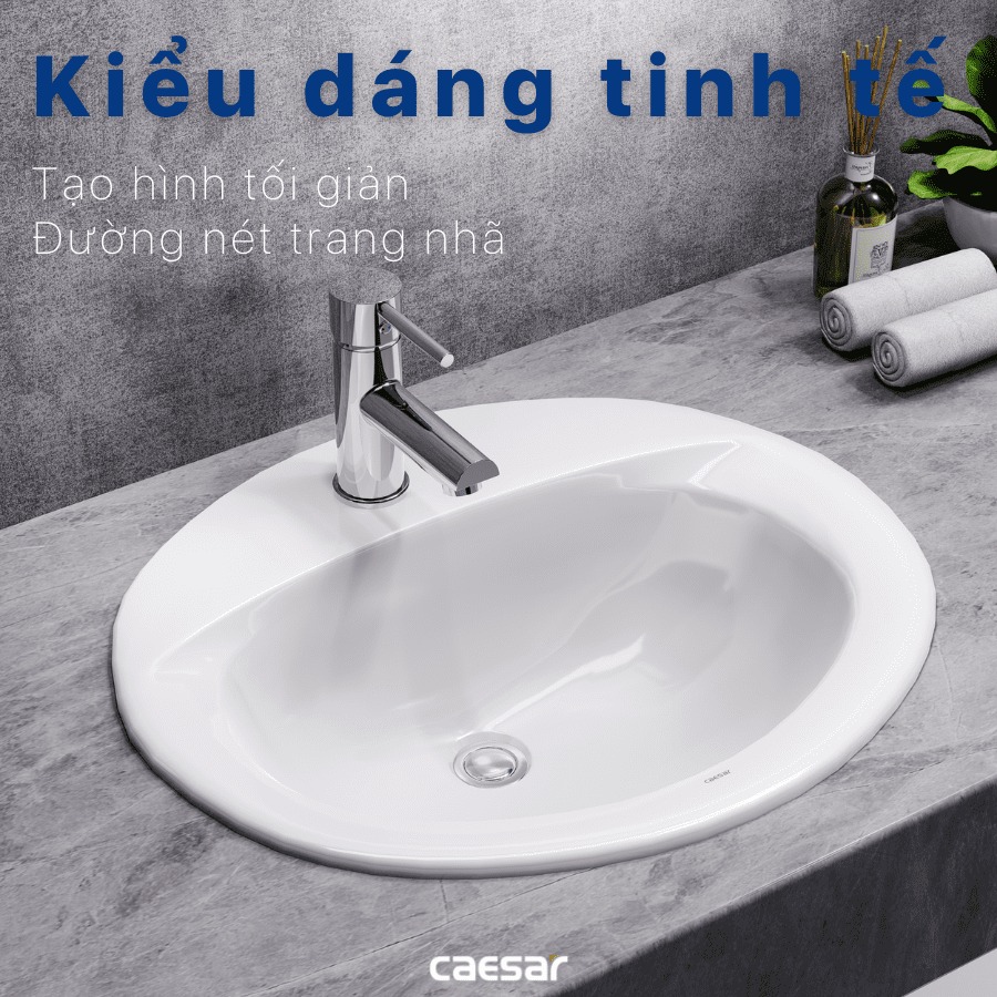 Chậu lavabo dương vành Caesar L5018 - 12
