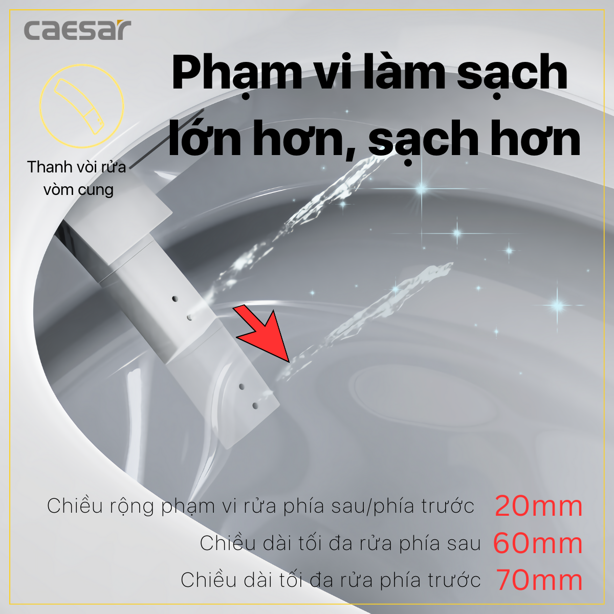 Bồn cầu điện tử thông minh Caesar CA1389H - 18