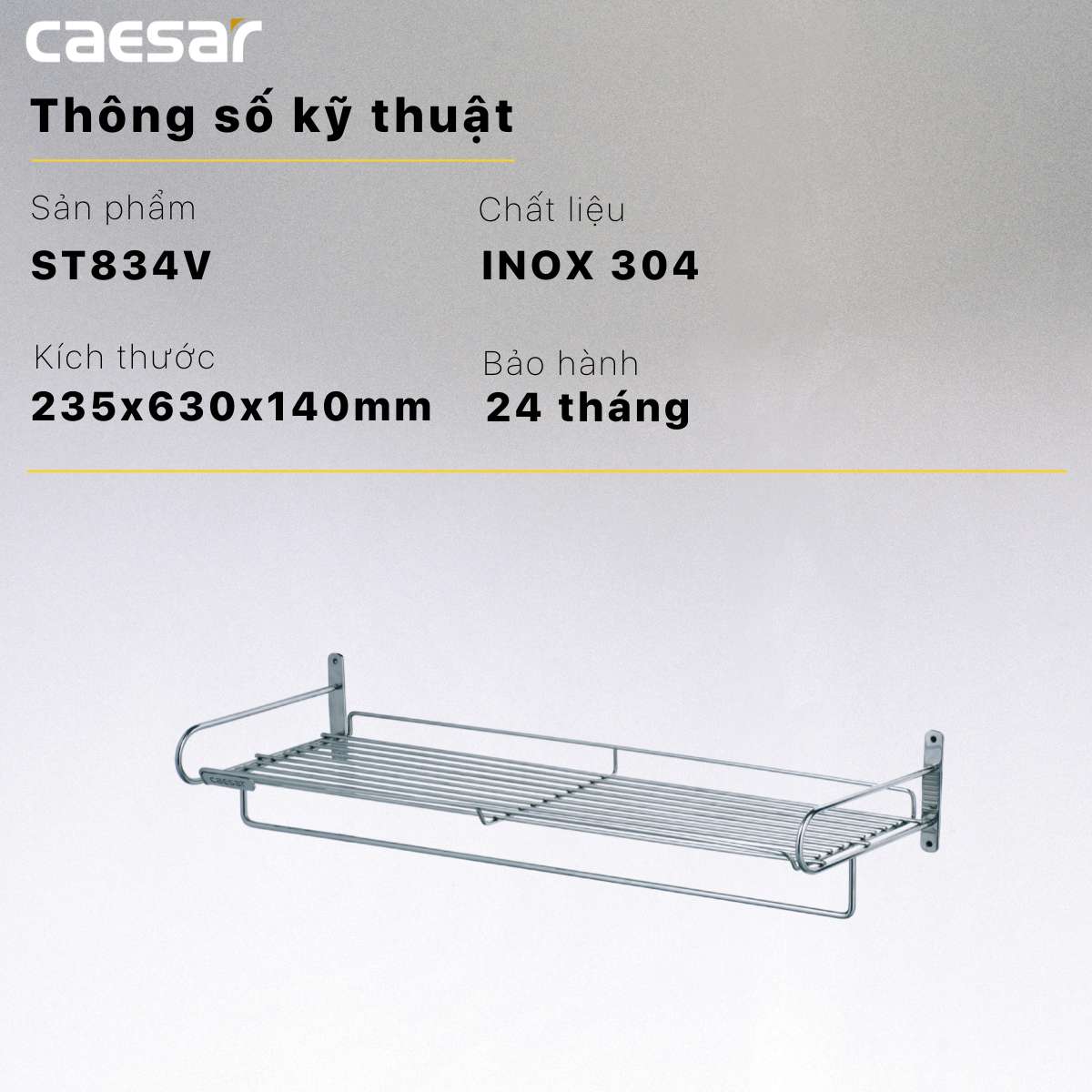 Kệ treo khăn inox Caesar ST834V - 14