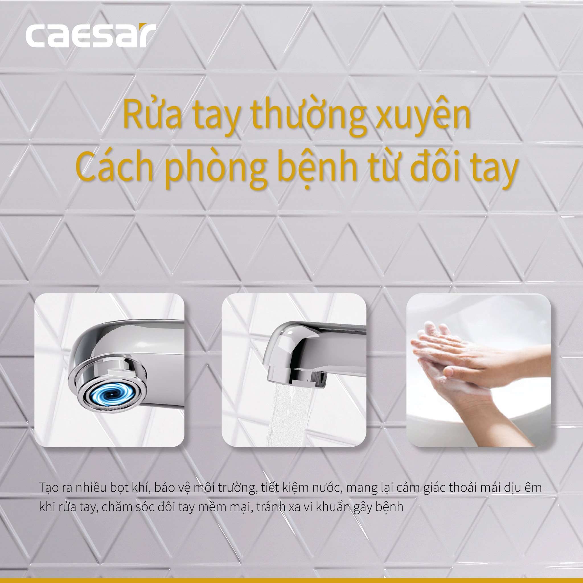 Vòi chậu lavabo nóng lạnh Caesar B260CP - 5