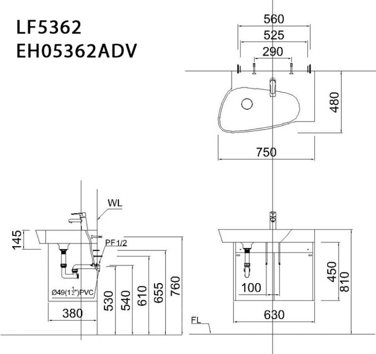 Bộ tủ lavabo Caesar LF5362+EH05362ADV