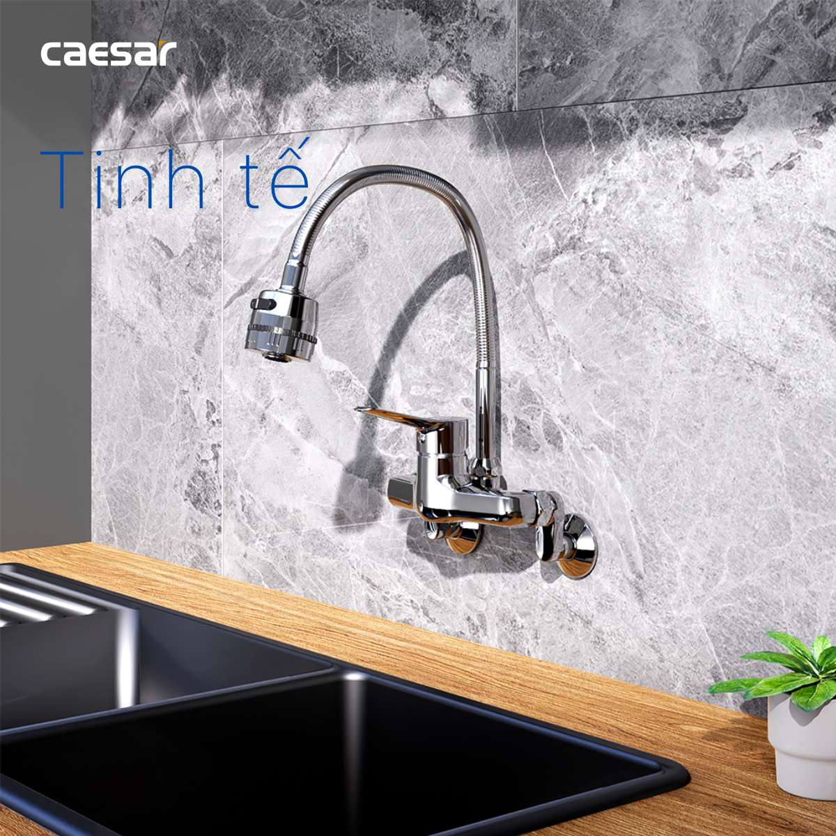Vòi bếp nóng lạnh gắn tường Caesar K526C - 22