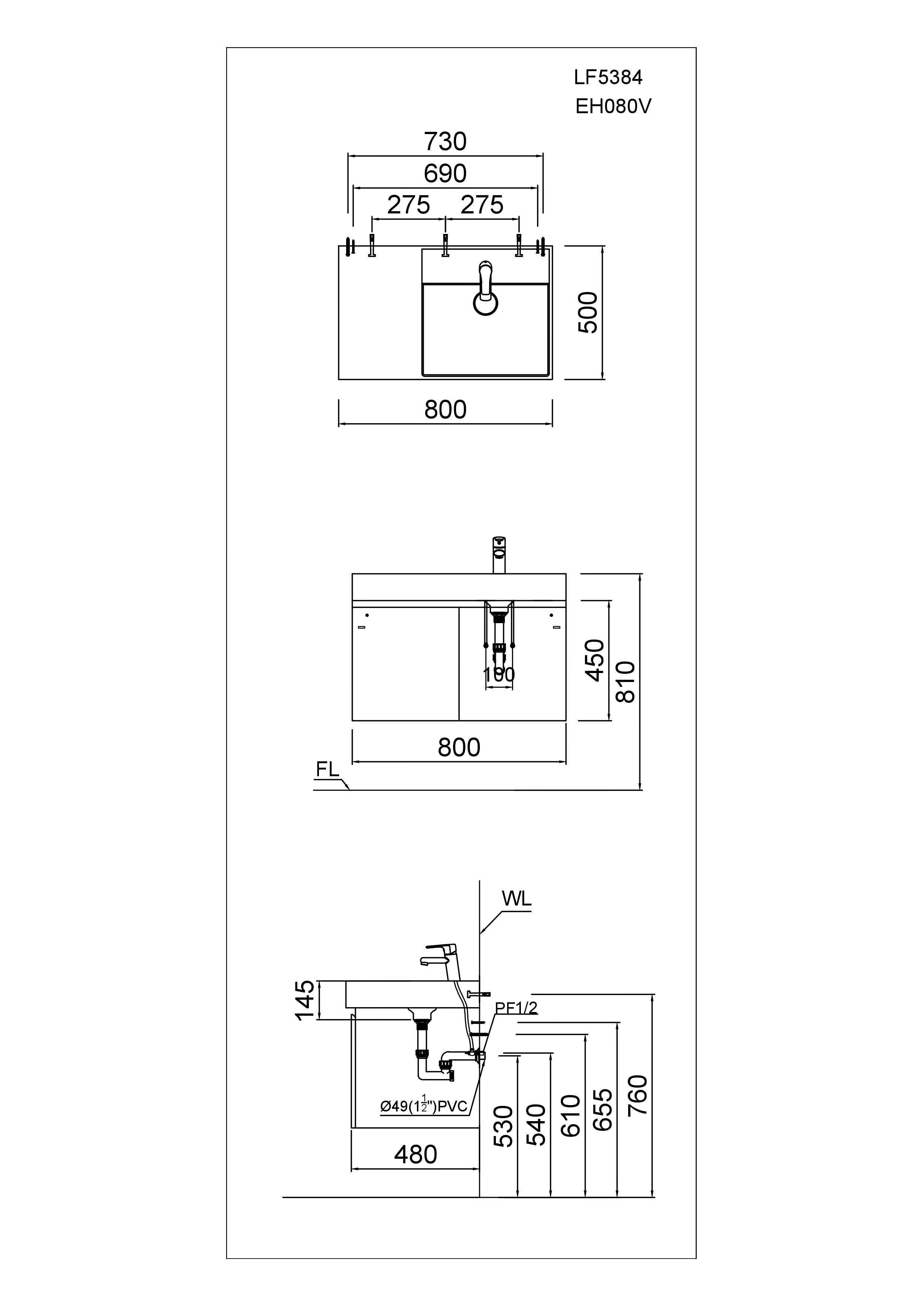 Bộ tủ lavabo Caesar LF5384+EH05382AV - 15