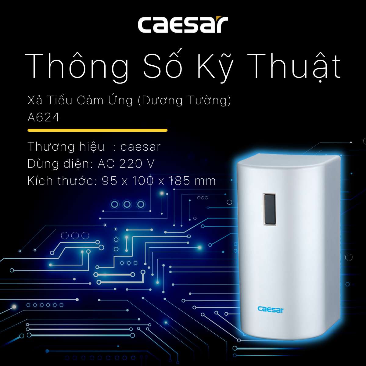 Van xả cảm ứng bồn tiểu nam Caesar A624 - 10