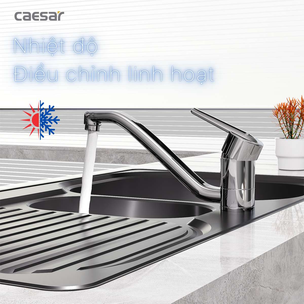 Vòi bếp nóng lạnh Caesar K375C - 15