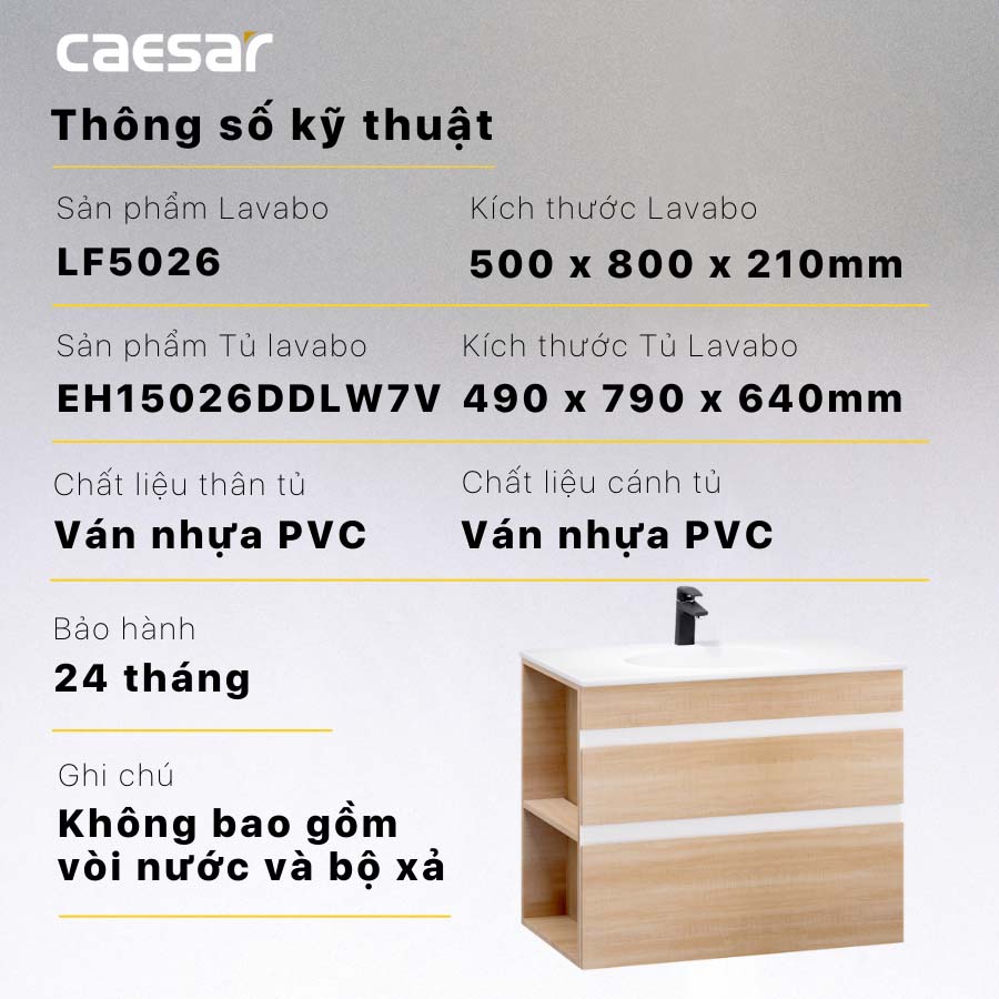 Bộ tủ lavabo Caesar LF5026+EH15026DDLW7V - 12