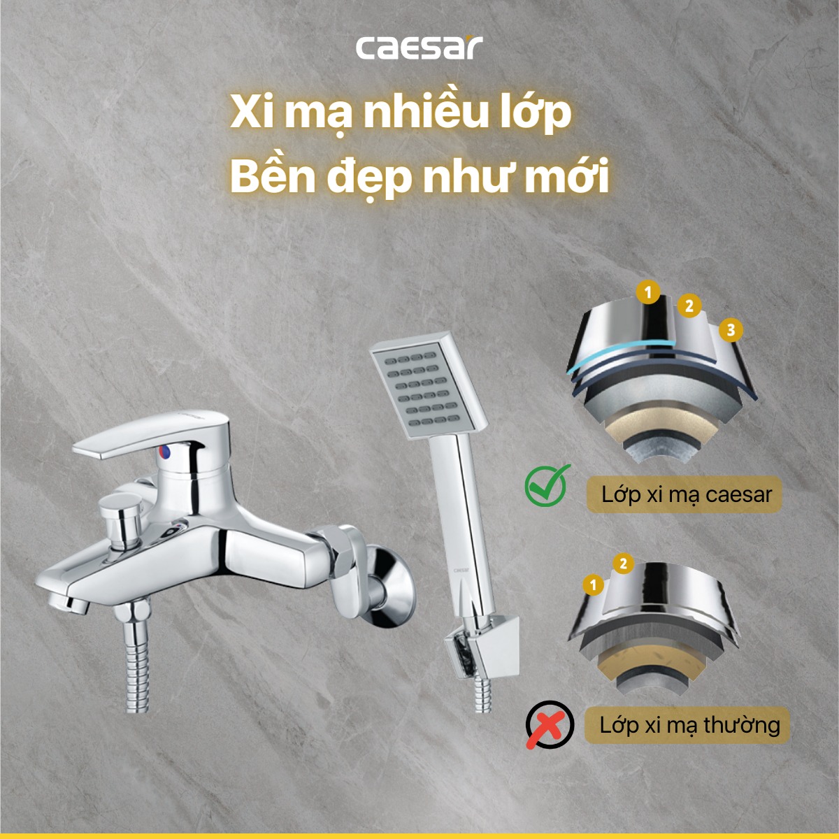 Bộ vòi sen tắm nóng lạnh Caesar S403C - 14