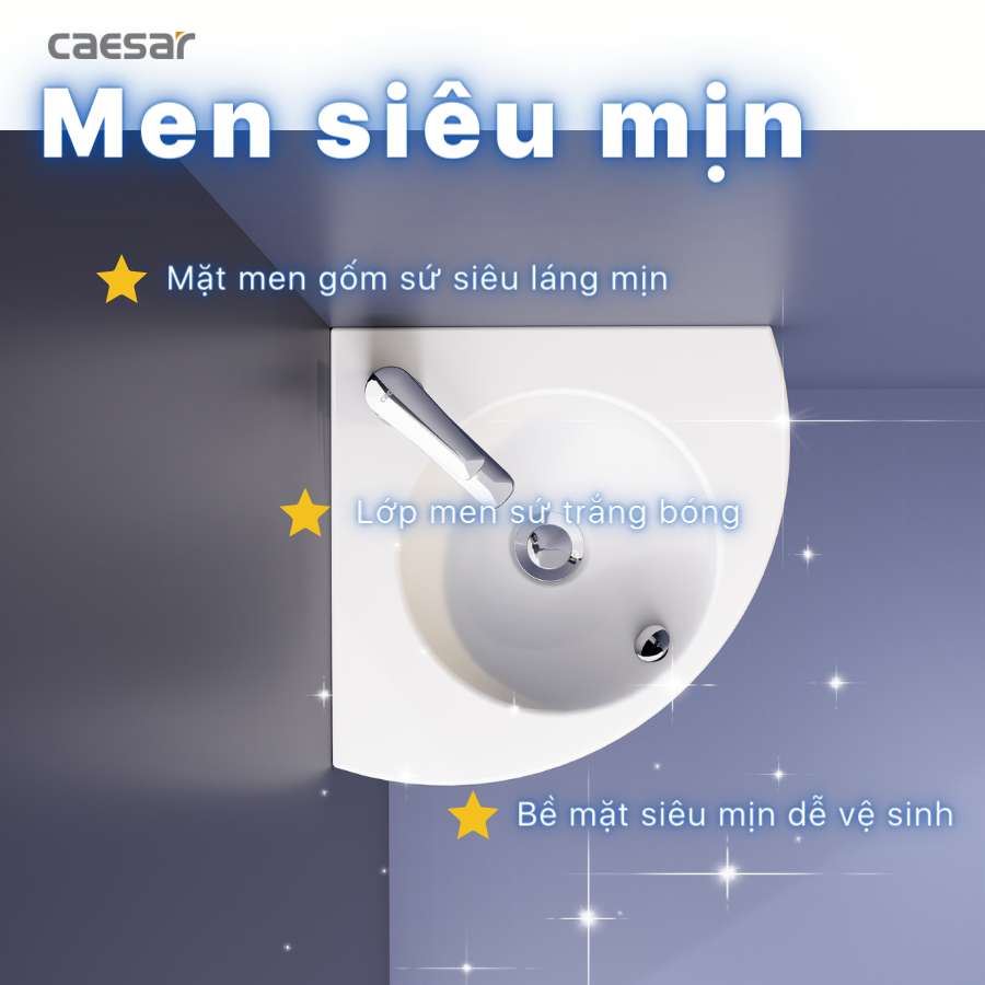 Chậu rửa lavabo treo tường đặt góc Caesar L2014 - 7