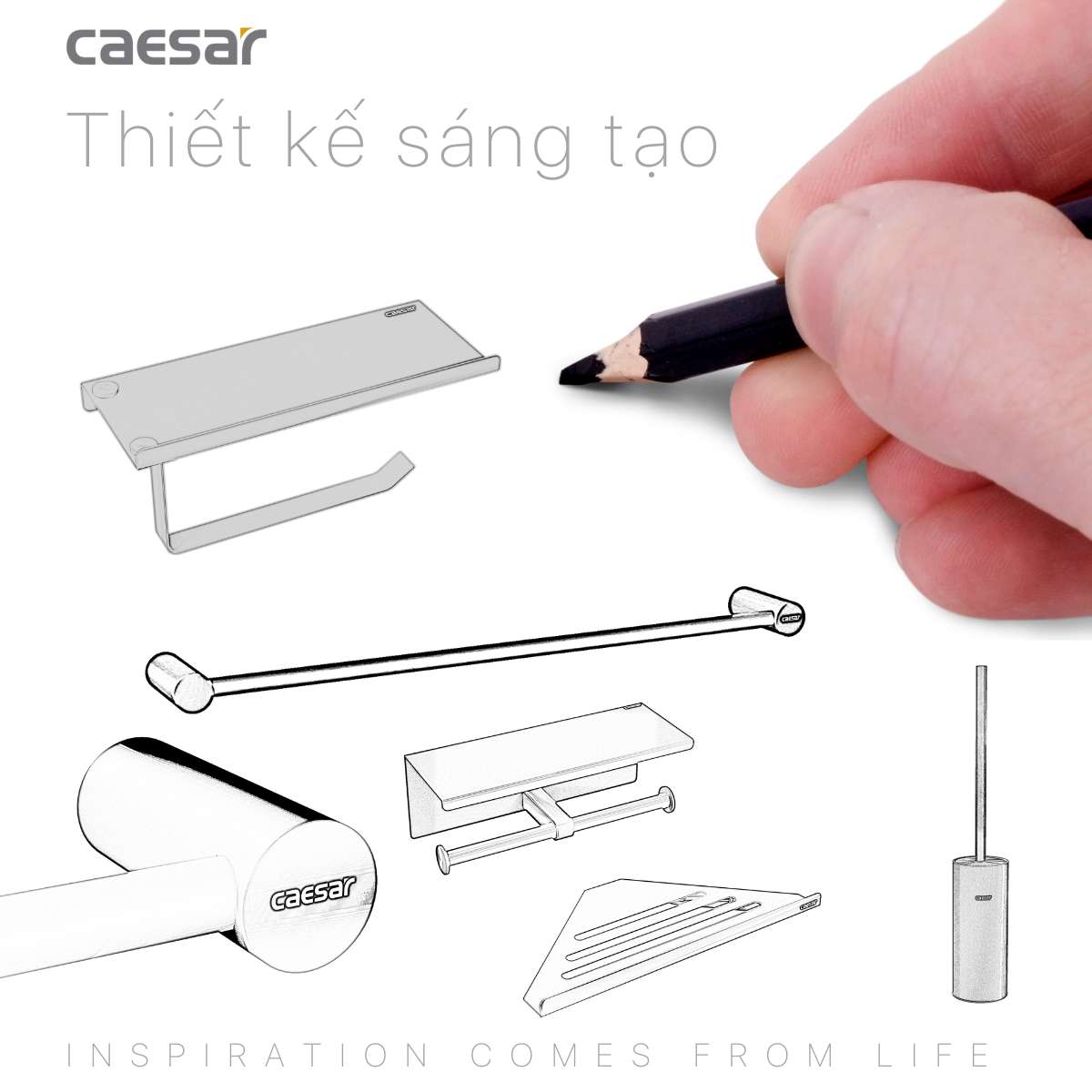 Lô đựng giấy vệ sinh đơn có kệ Caesar Q6334B - 10