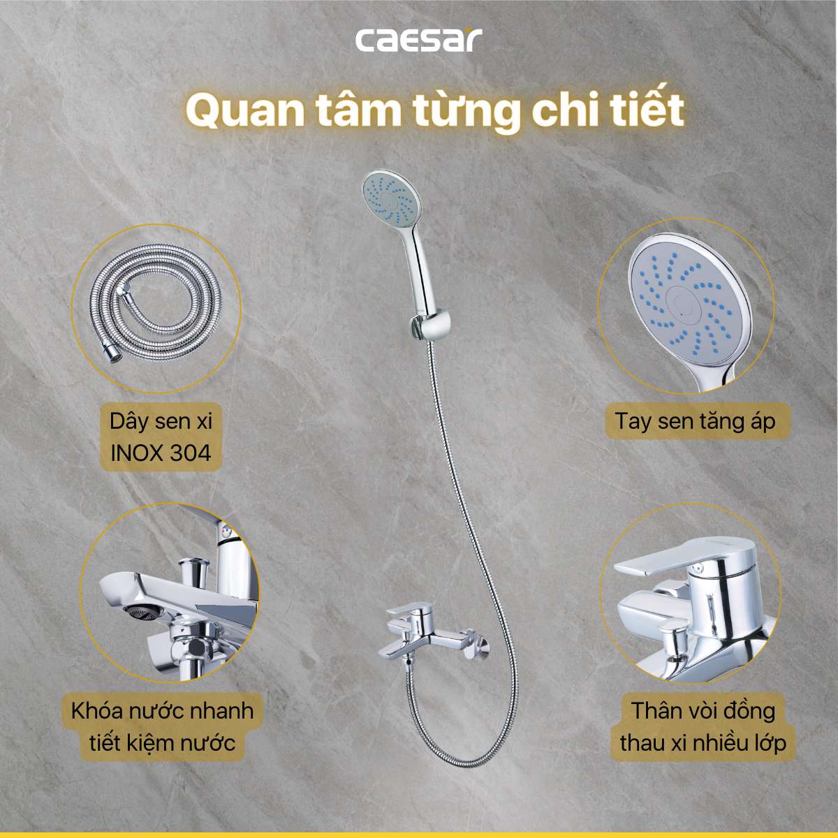 Bộ vòi sen tắm nóng lạnh Caesar S203C - 11