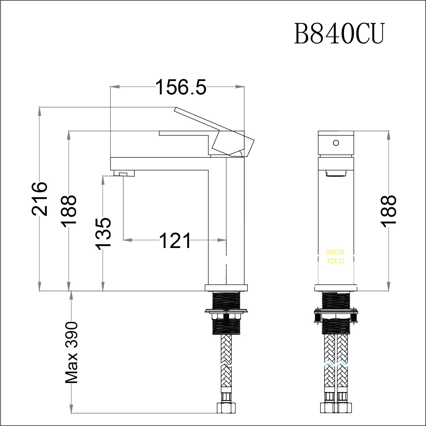 Vòi chậu lavabo nóng lạnh Caesar B840CU - 11