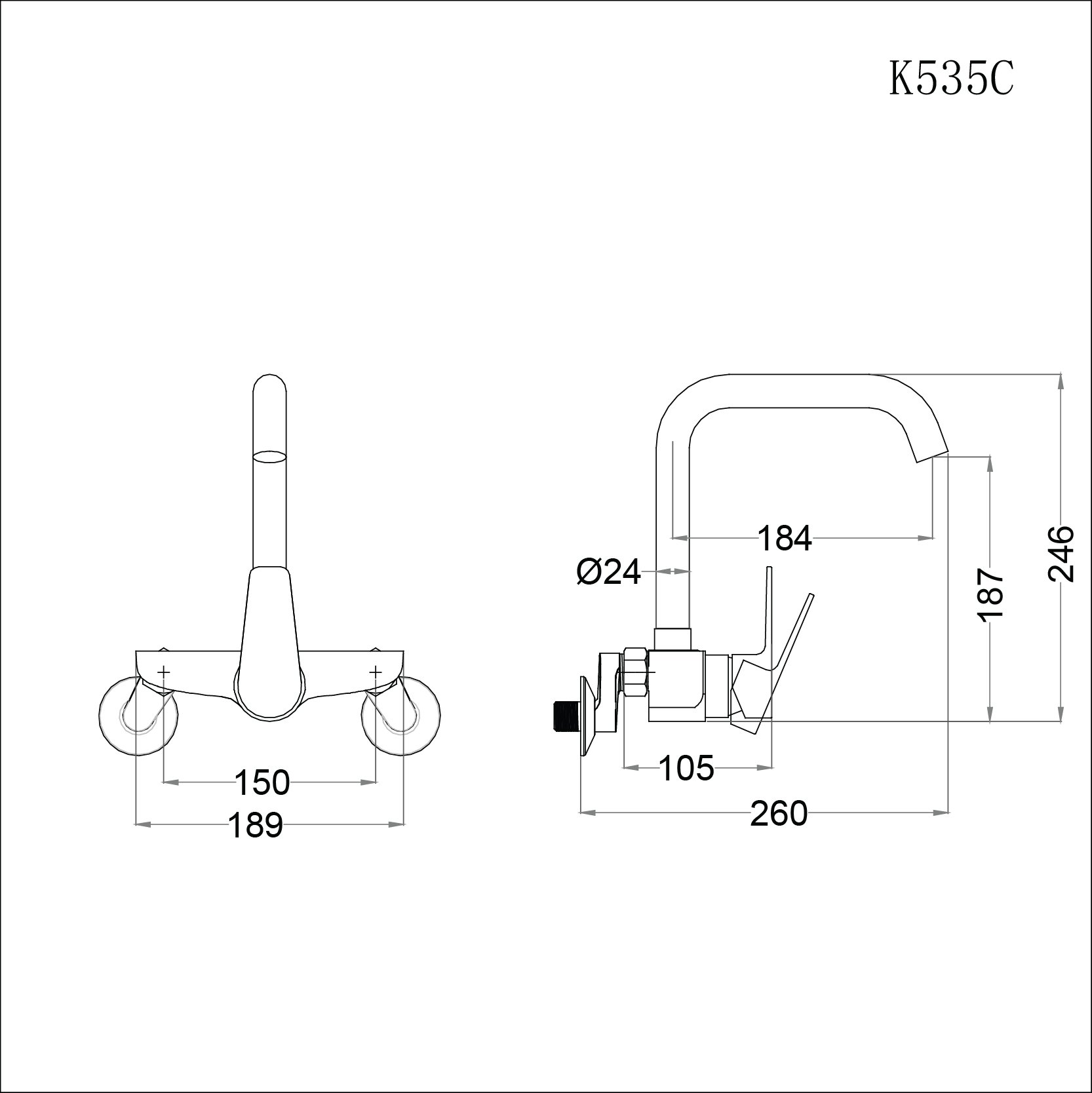 Vòi bếp nóng lạnh gắn tường Caesar K535C - 28