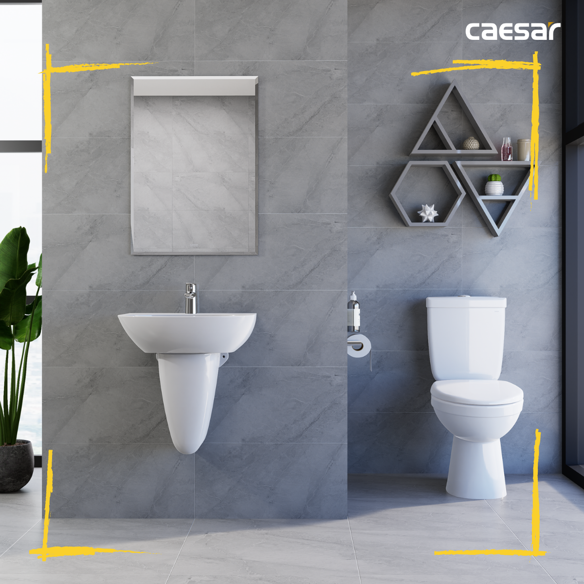 Bồn cầu 2 khối Caesar CD1325 nắp thường - 9