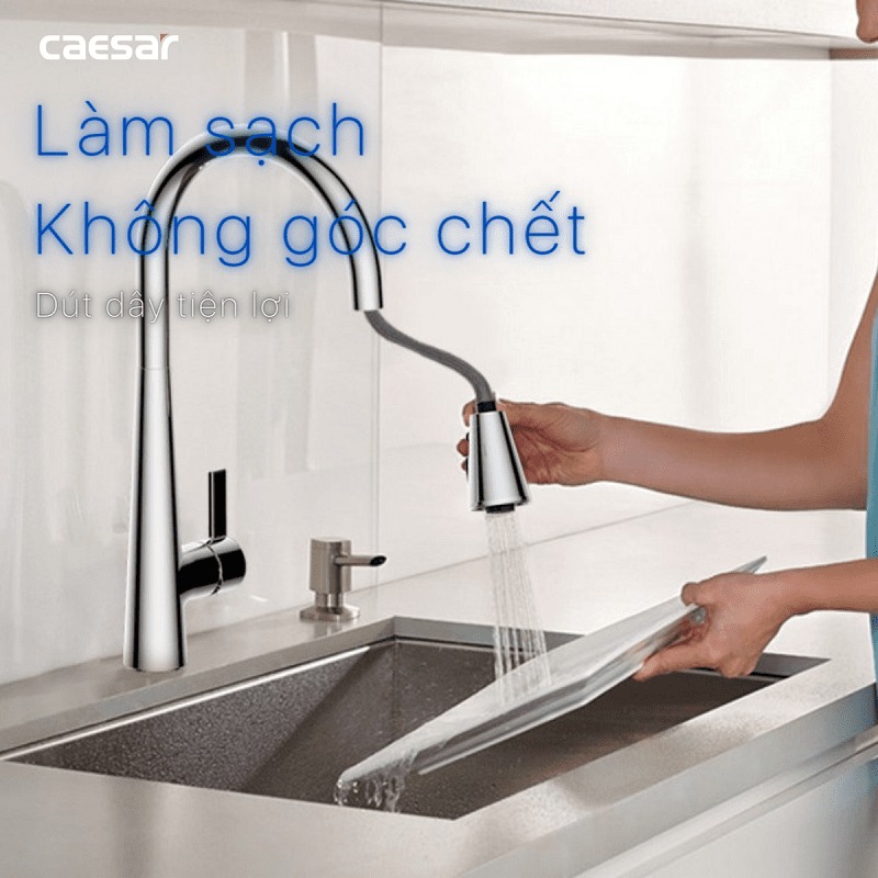 Vòi bếp dây rút nóng lạnh Caesar K905C - 22