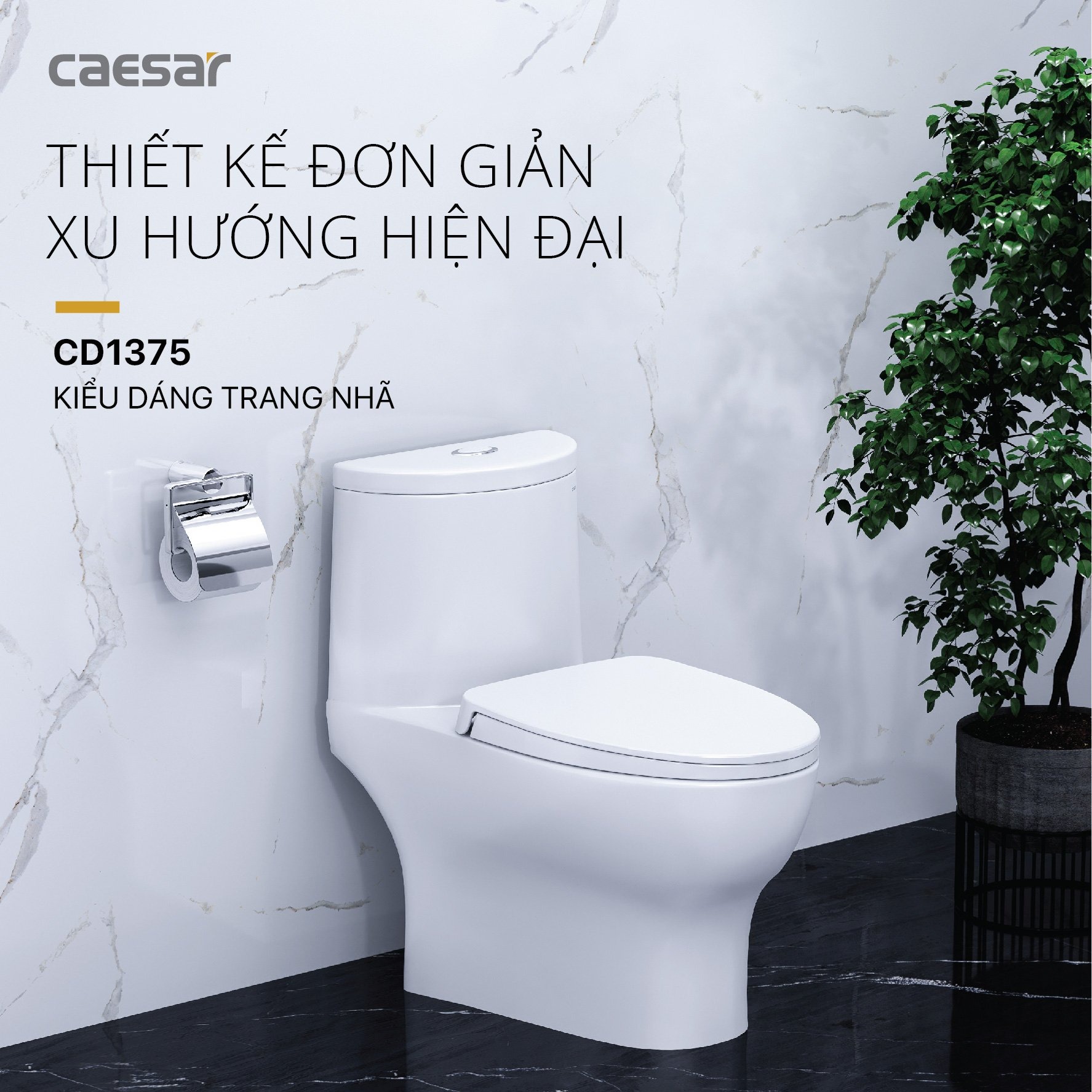 Bồn cầu 1 khối Caesar C1375 (CD1375) nắp đóng êm - 9