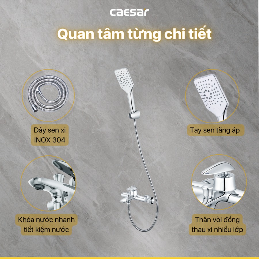 Bộ vòi sen tắm nóng lạnh Caesar S813C - 12
