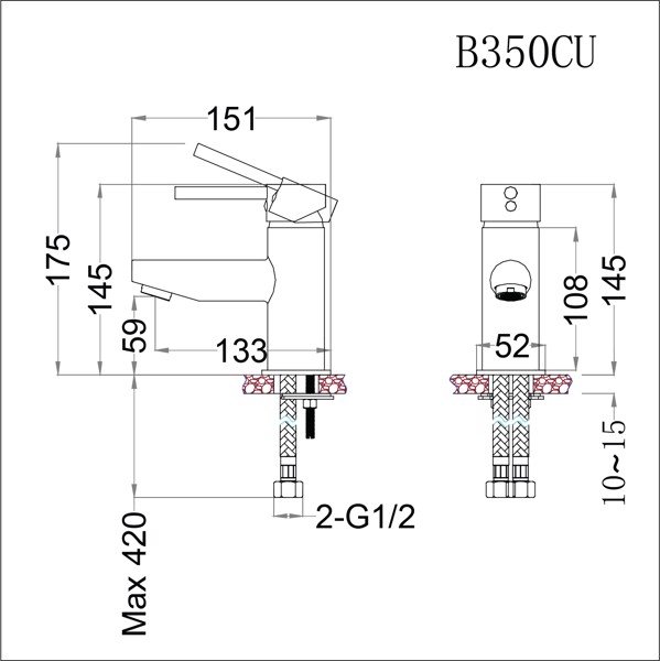 Vòi chậu lavabo nóng lạnh Caesar B350CU - 15