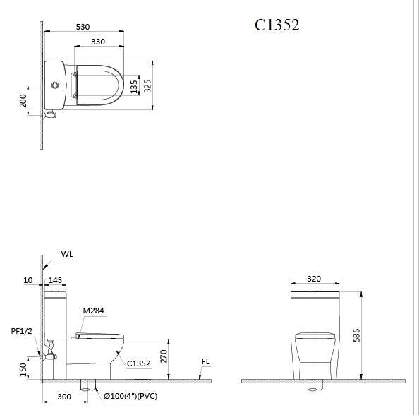 Bồn cầu trẻ em 1 khối Caesar C1352 - 15