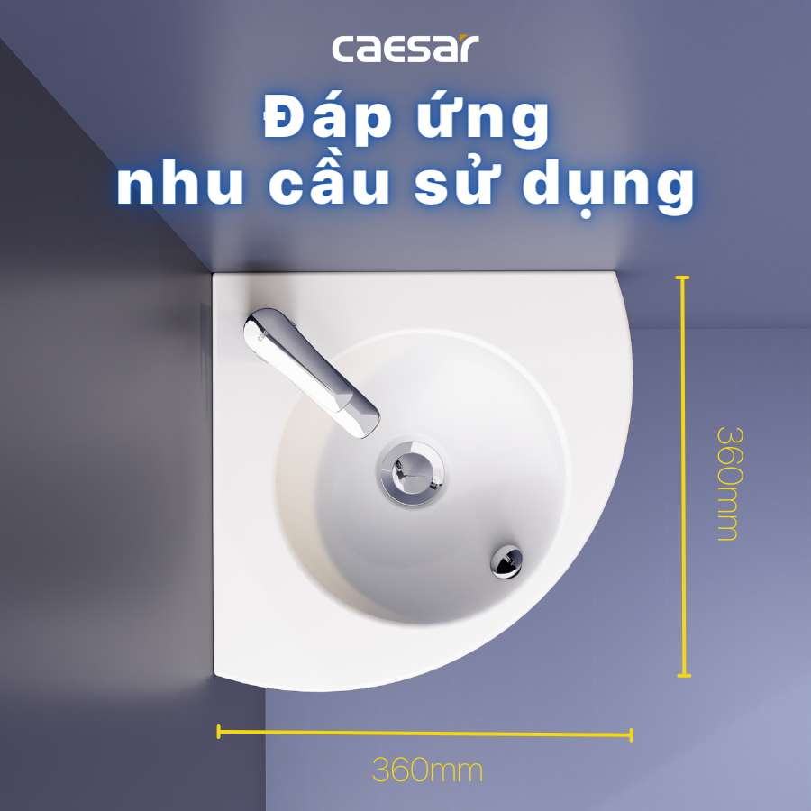 Chậu rửa lavabo treo tường đặt góc Caesar L2014 - 10