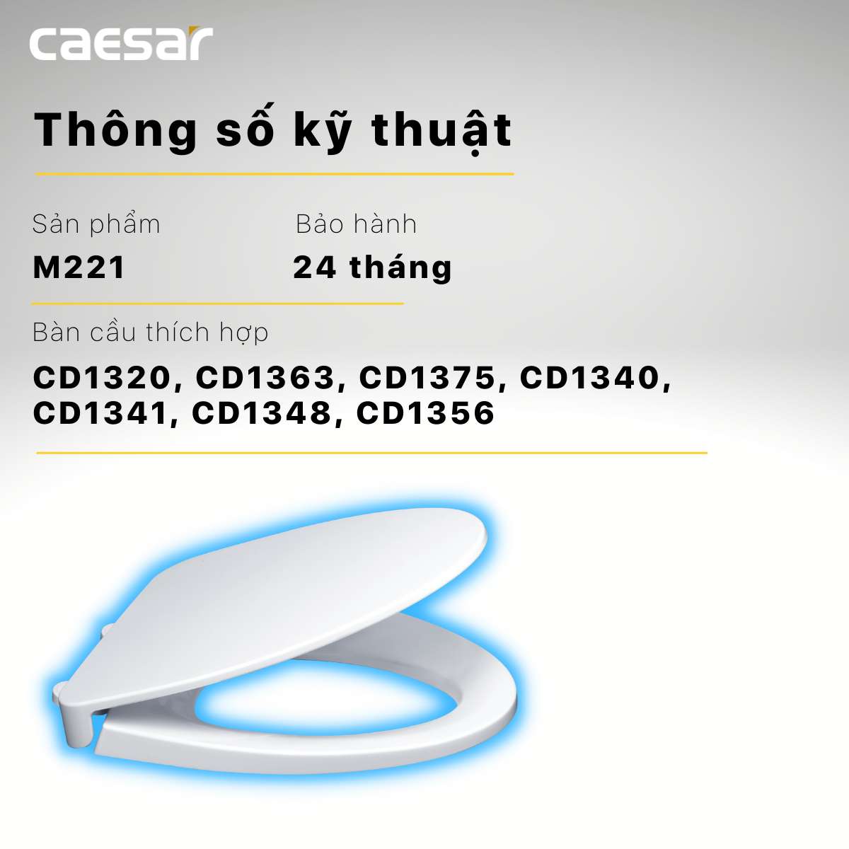 Nắp bồn cầu đóng êm Caesar M221 - 12