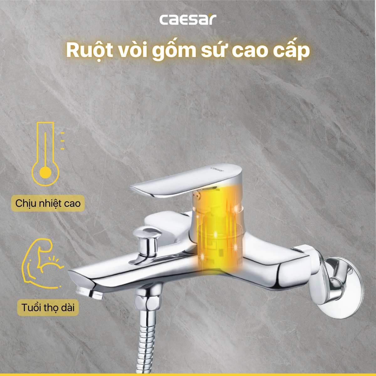 Bộ vòi sen tắm nóng lạnh Caesar S733C - 23