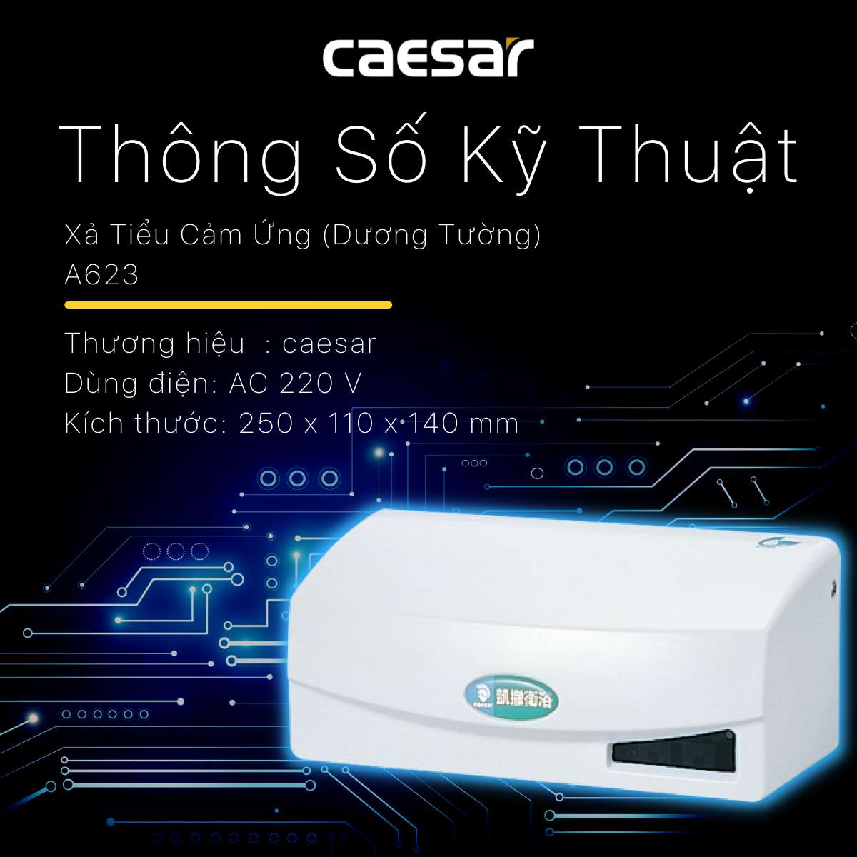 Van xả cảm ứng bồn tiểu nam Caesar A623 - 10