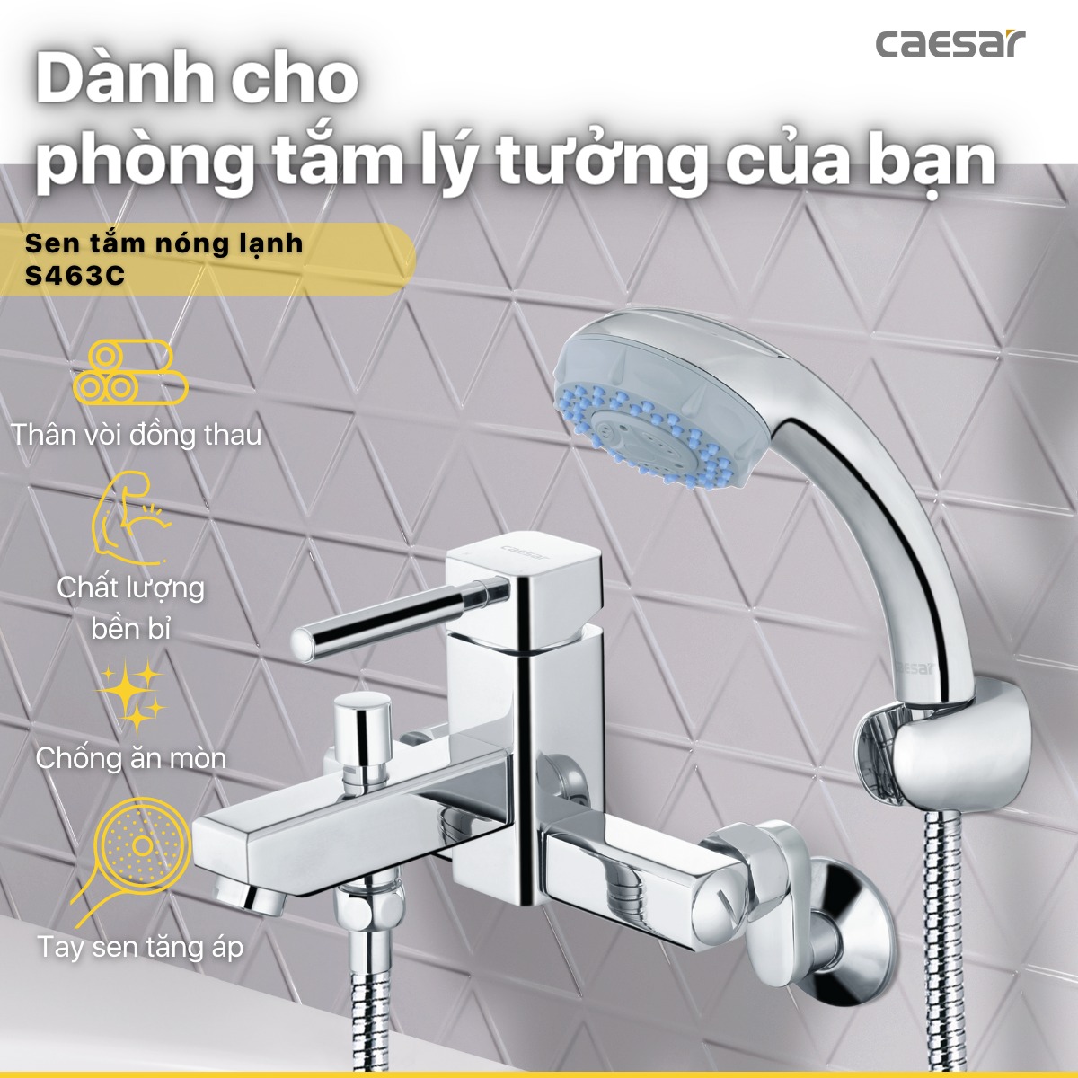 Bộ vòi sen tắm nóng lạnh Caesar S463C - 11