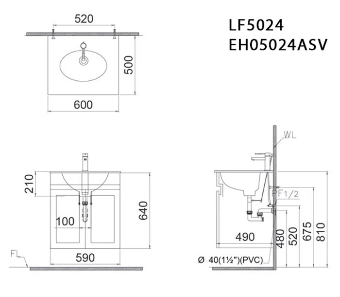 Tủ lavabo Caesar EH05024ASV