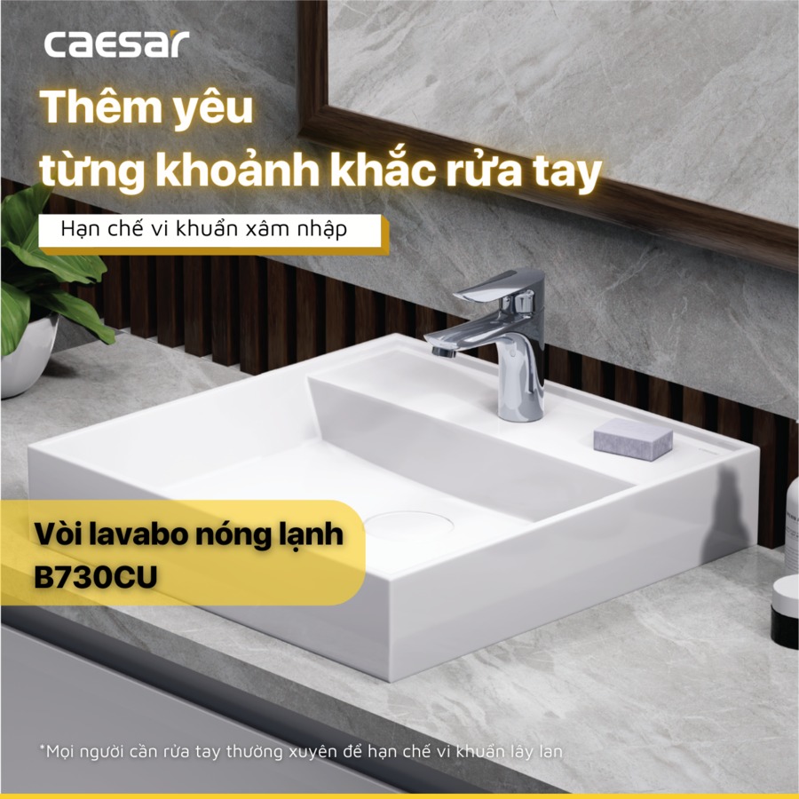 Vòi chậu lavabo nóng lạnh Caesar B730CU - 13