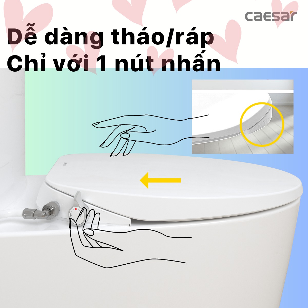 Nắp bồn cầu rửa cơ Caesar TAF060 - 5