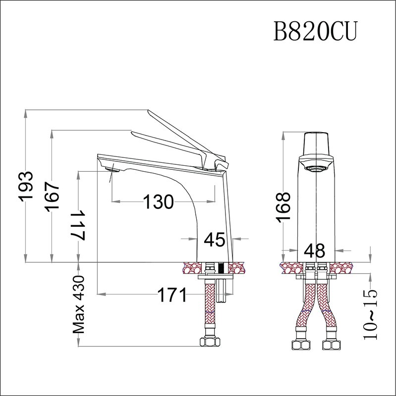 Vòi chậu lavabo nóng lạnh Caesar B820CU - 9
