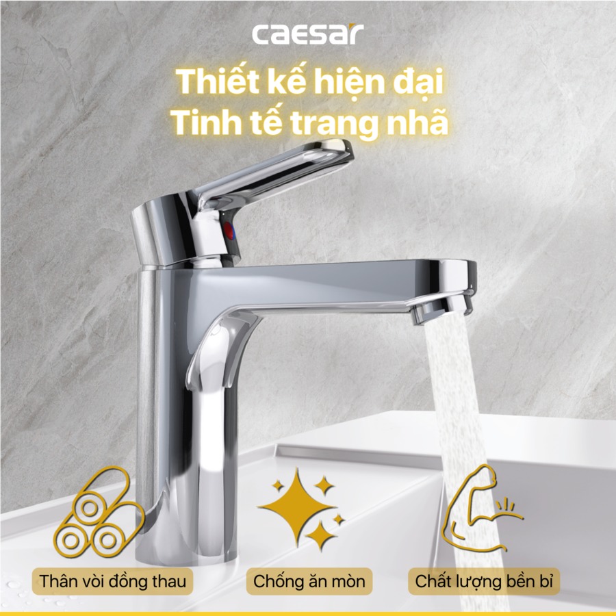 Vòi chậu lavabo nóng lạnh Caesar B570CU - 11