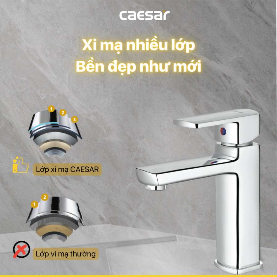 Vòi chậu lavabo nóng lạnh Caesar B550CU - 11