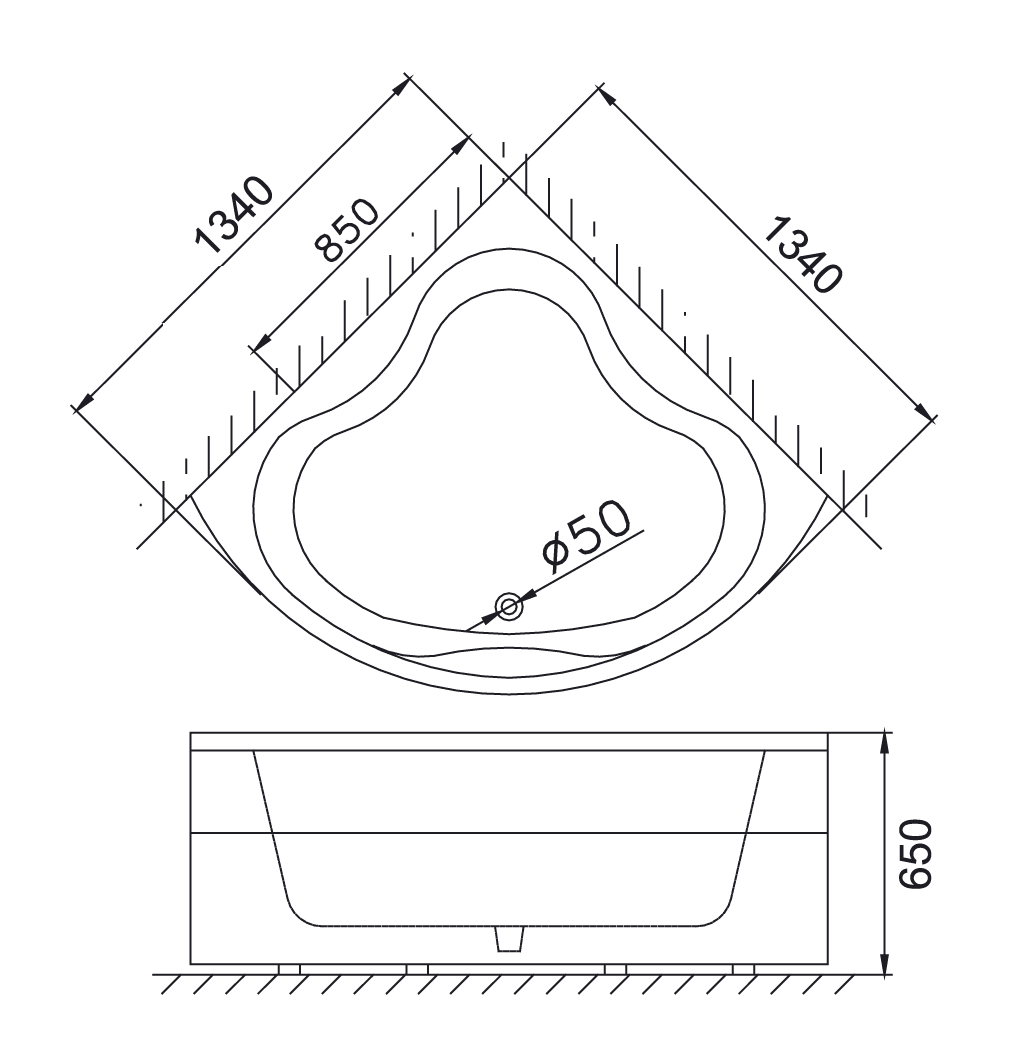 Bồn tắm xây đặt góc 1m3 Caesar AT5133A
