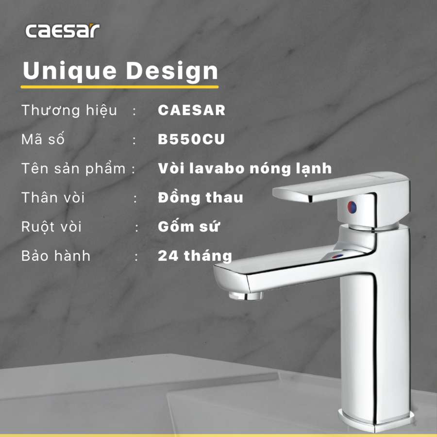 Vòi chậu lavabo nóng lạnh Caesar B550CU - 14