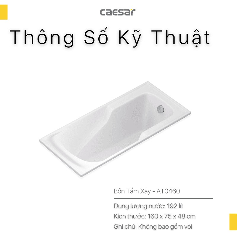 Bồn tắm xây 1m6 Caesar AT0460 - 10