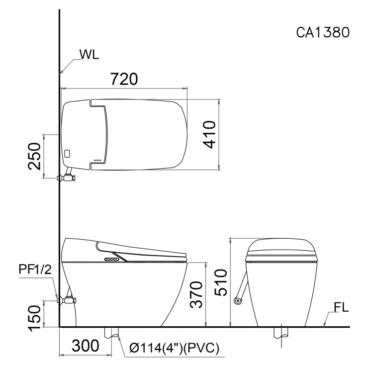 Bồn cầu điện tử thông minh Caesar CA1380H