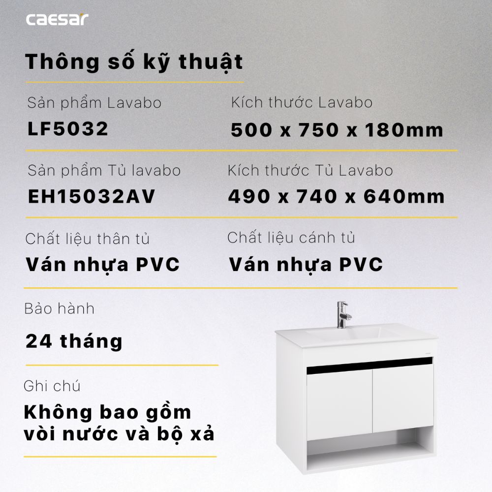 Bộ tủ lavabo Caesar LF5032+EH15032AV - 14