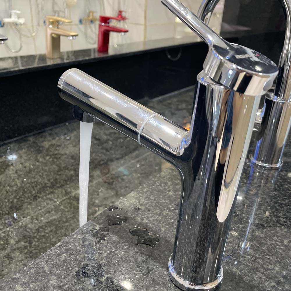 Vòi chậu lavabo nóng lạnh dây rút Caesar B196C - 5