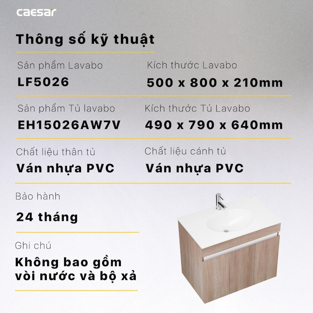 Tủ lavabo Caesar EH15026AW7V - 15