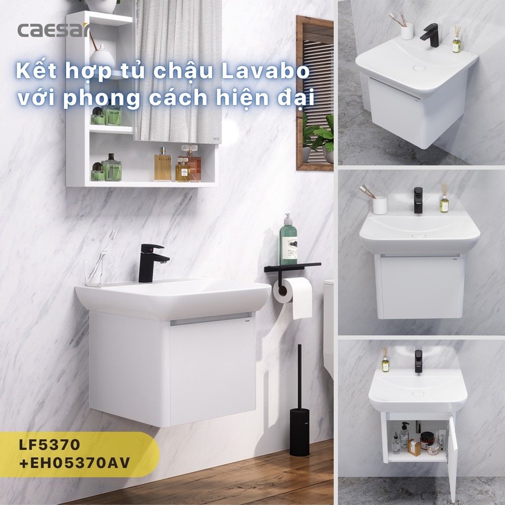 Chậu lavabo treo tường chân lửng Caesar LF5370 + PF2463 - 5