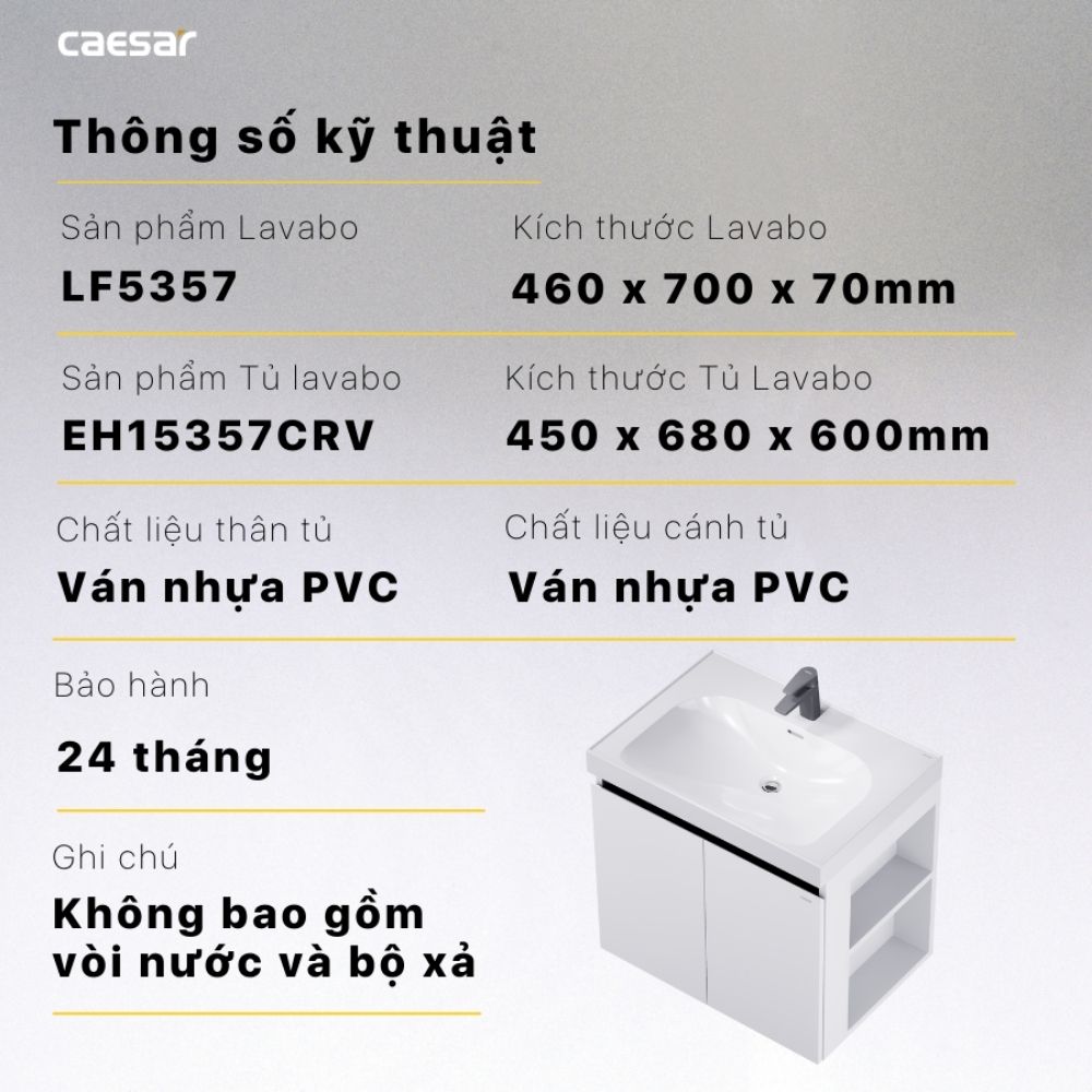Bộ tủ lavabo Caesar LF5357+EH15357CRV - 11