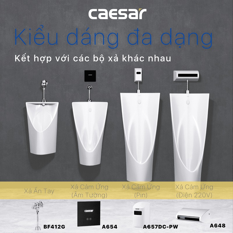 Bồn tiểu nam treo tường thoát ngang Caesar U0232 - 13