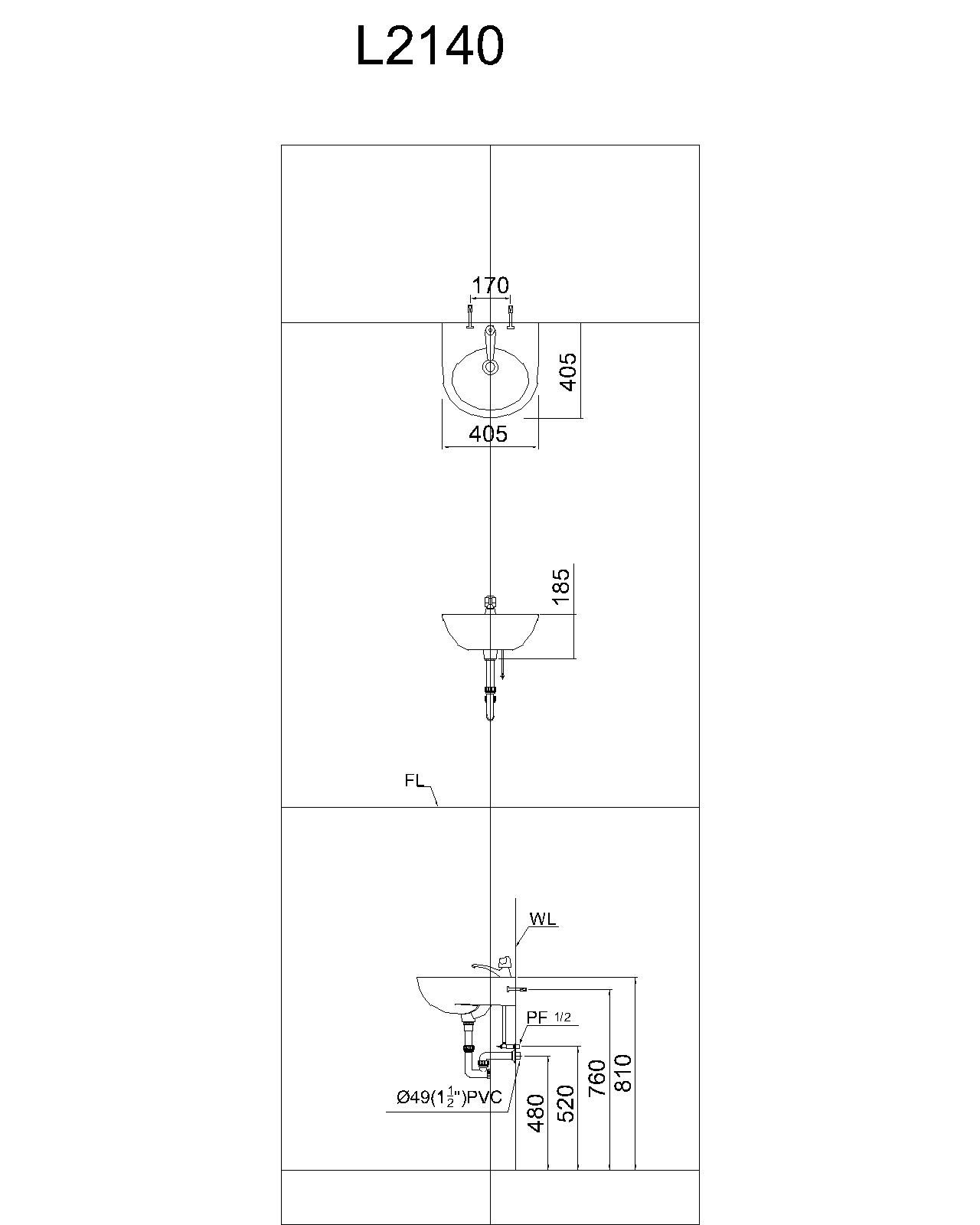 Chậu rửa lavabo treo tường Caesar L2140 - 14