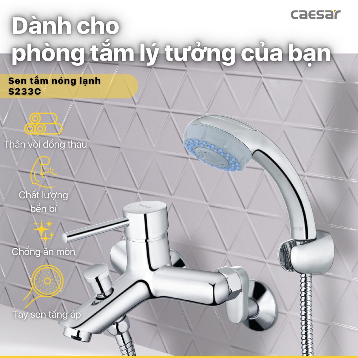 Bộ vòi sen tắm nóng lạnh Caesar S233C - 3